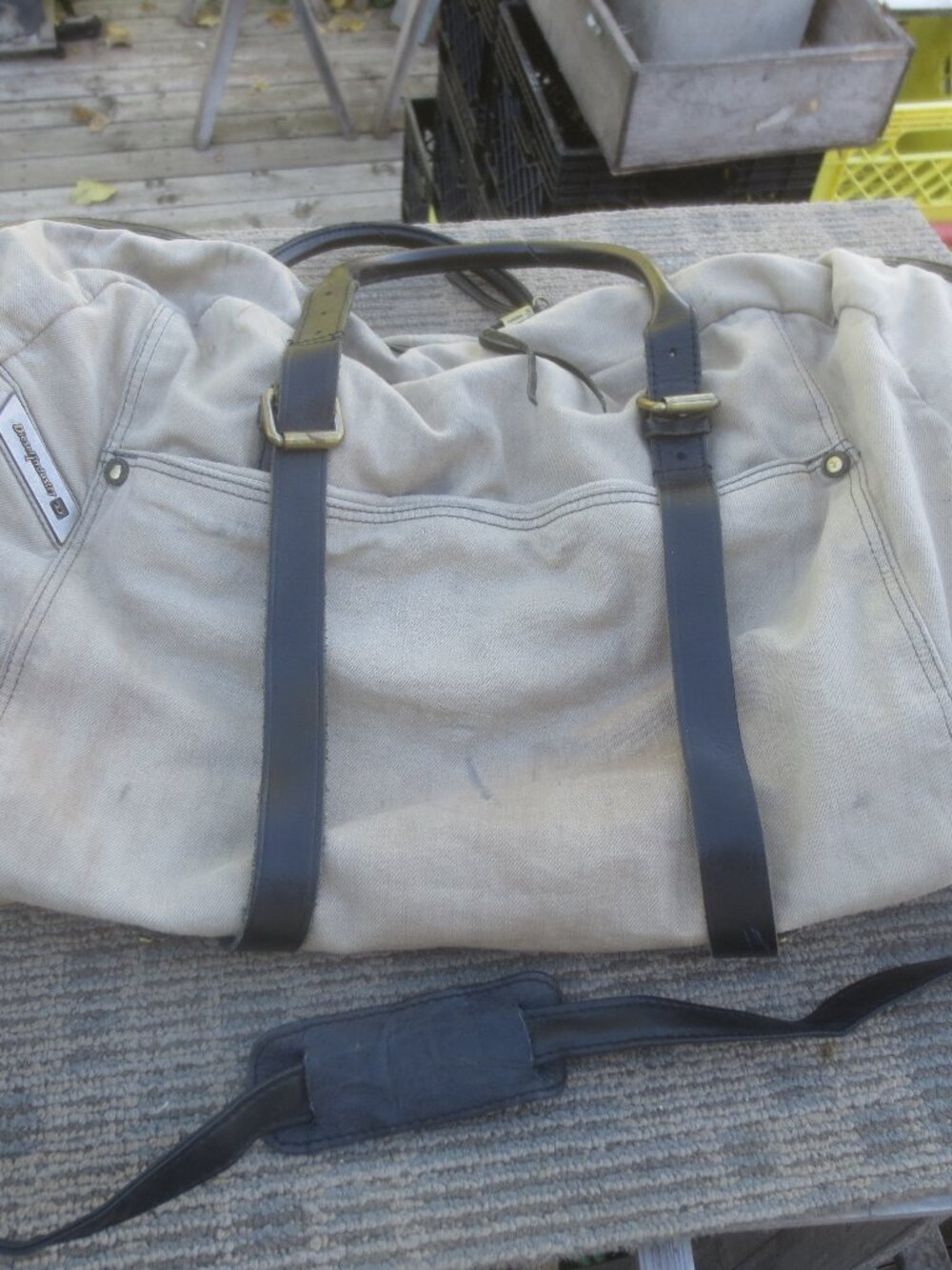 Vintage Retro Y2K Era Large Heavy Cotton Duffel Bag by Diesel Industry.
